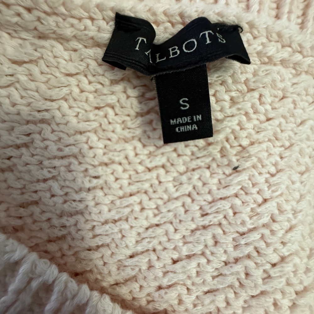 Active Seller! Pale Pink Talbots Fisherman Sweater size Small 100% Cotton - Picture 2 of 8